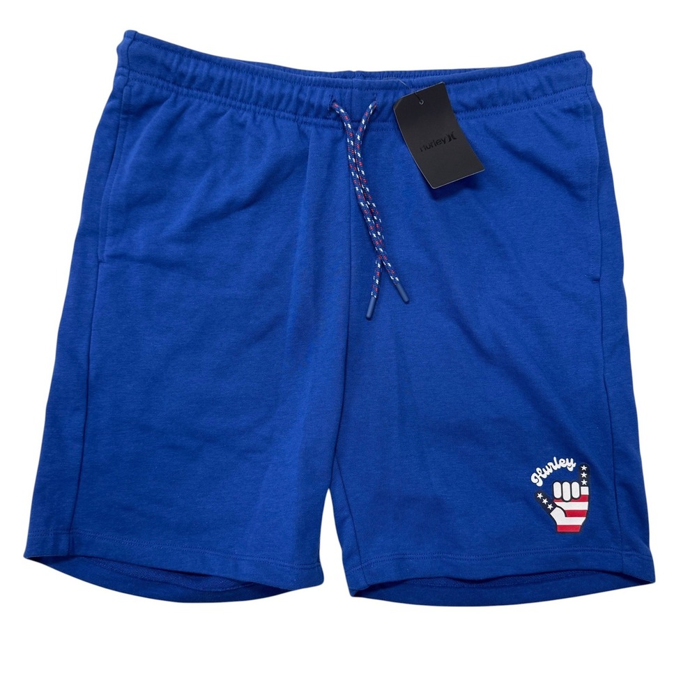 Hurley BBQ Stay Fly French Terry Shorts Blue Mens Medium NWT Sweat Jersey 7"